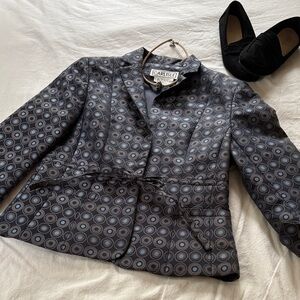 Carlisle Navy, Silver/Gray and Blue Circular Design Blazer